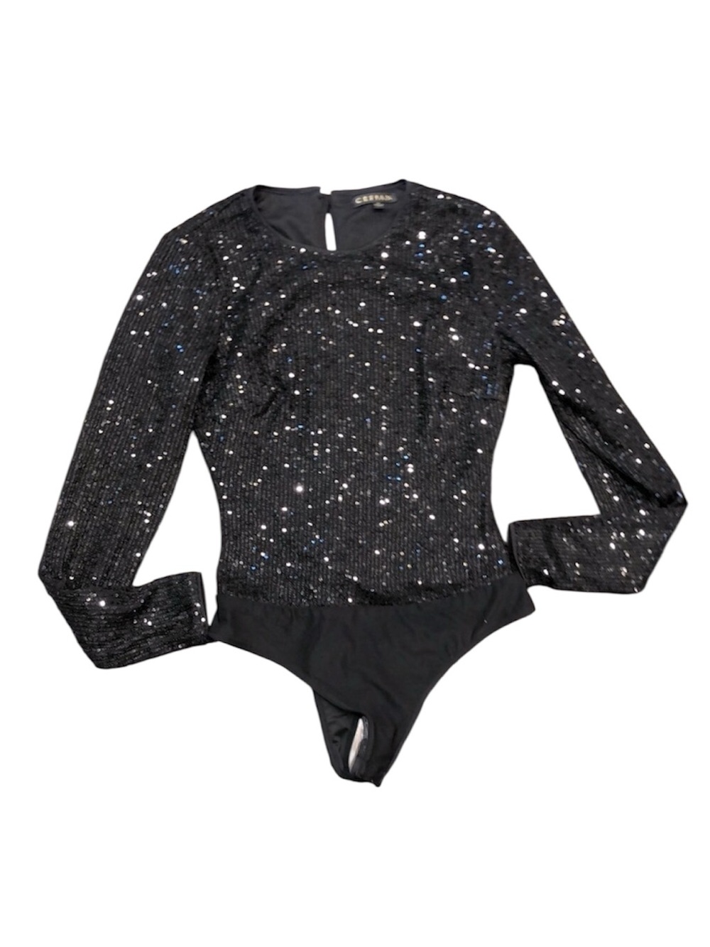 CEFIAN black shimmer bodysuit size 8